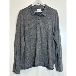Billy Reid Men's Heather Gray Long Sleeve Polo Shirt XXL